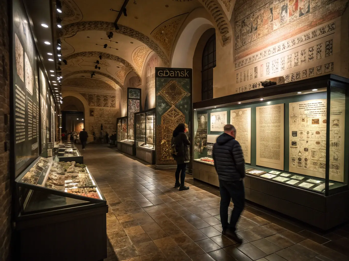 A captivating image of a historical exhibition featuring artifacts and documents from Salavre's past, attracting visitors of all ages.